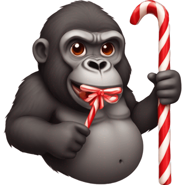 Gorilla santa with candy cane and meat stick emoji