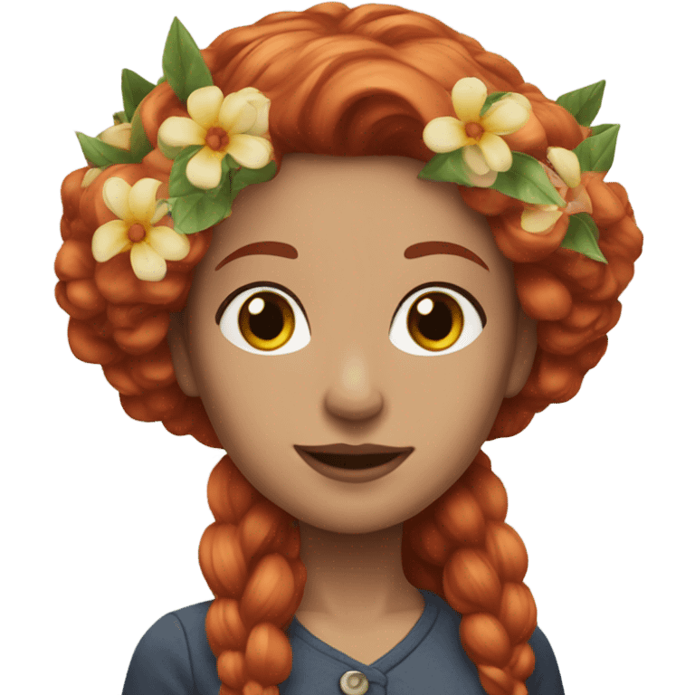 Realistic Long Red haired white woman with flowers in her hair  emoji