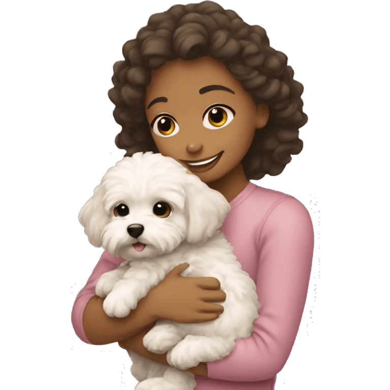 Girl hugging maltipoo emoji