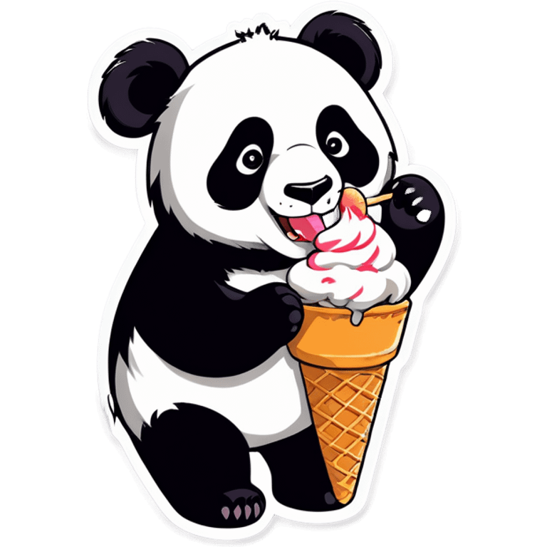 Panda eating ice cream emoji