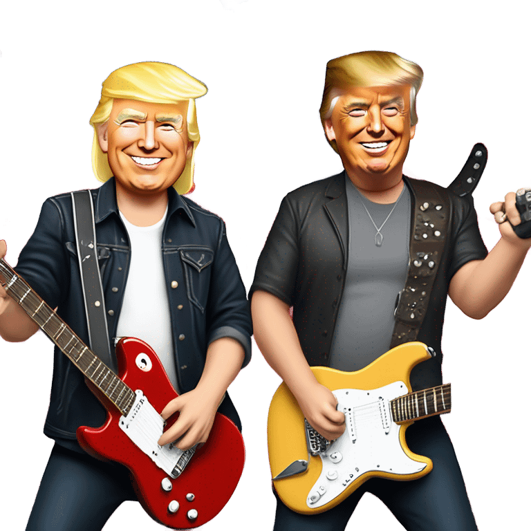 Elon musk and trump playing in a rock band called maga emoji