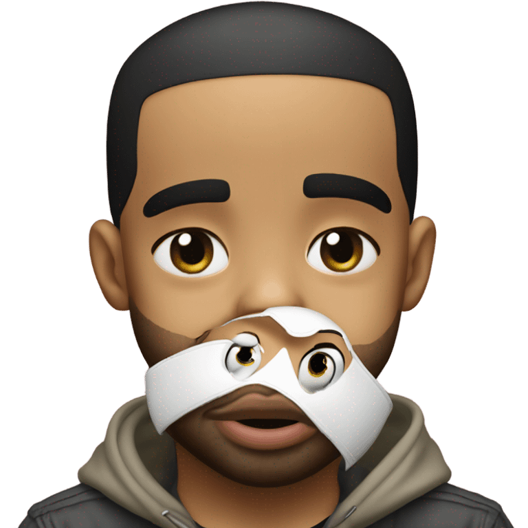 Generate the rapper Drake sticking his tongue out with an eye closed while holding a crying baby girl emoji