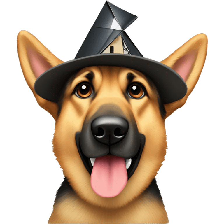 German Shepard with windmill hat emoji