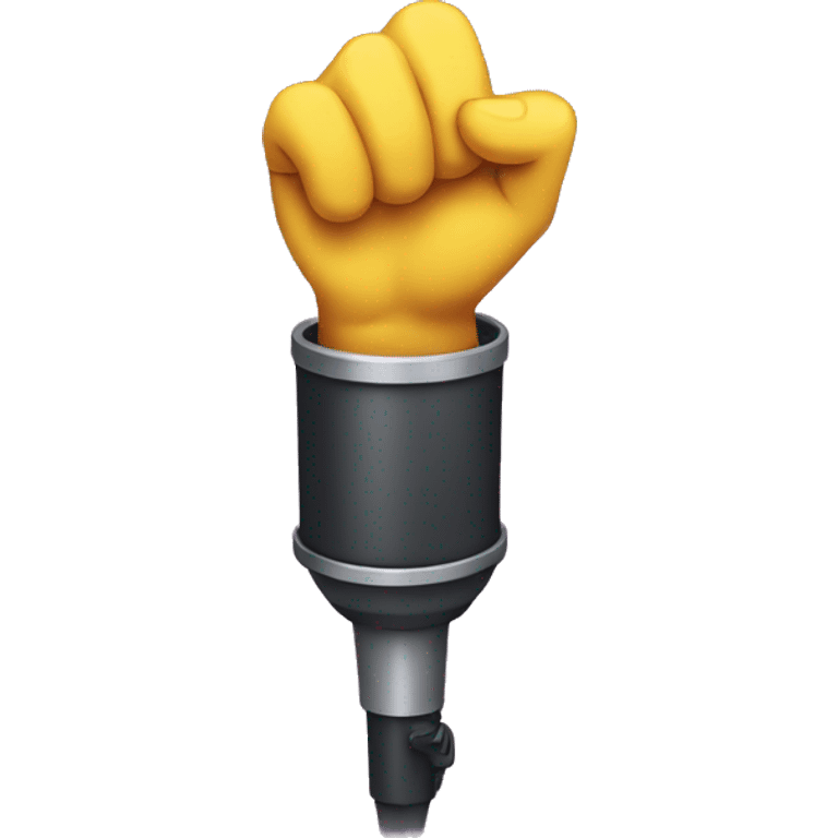 Microphone being dropped from hand above emoji