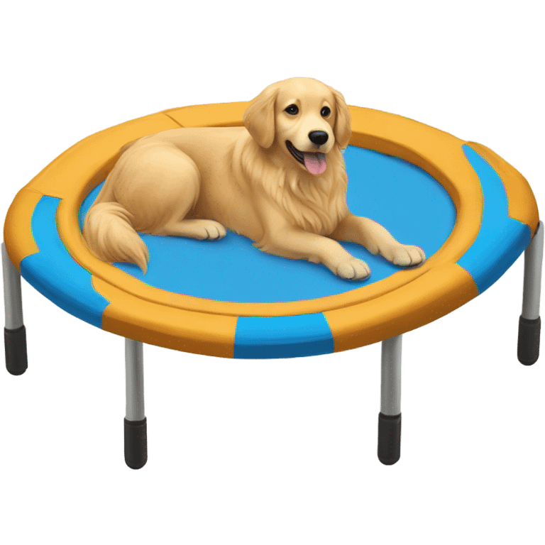 Golden retriever on a trampoline emoji