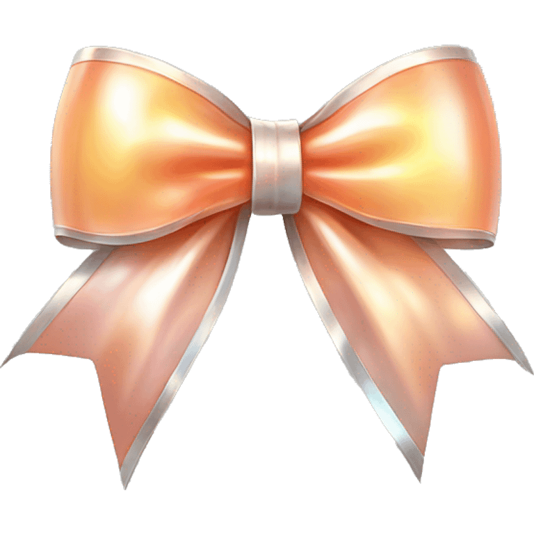 Realistic isolated silver holographic bow with smaller peach color bow attached on top of it. emoji