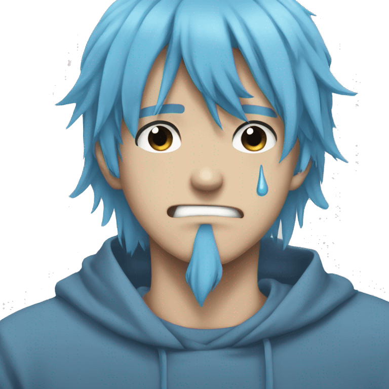 blue hair anime guy cry emoji