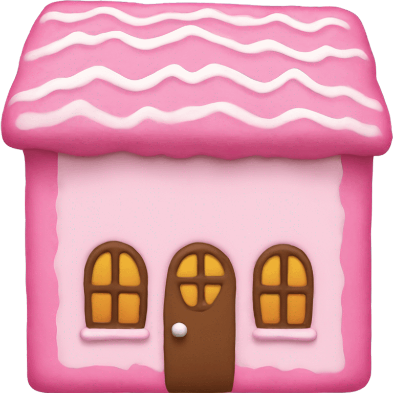 A pink gingerbread house emoji