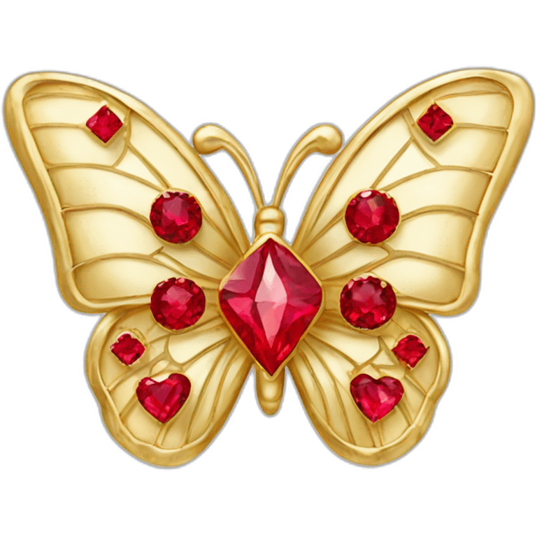 gold butterfly jewel with red diamond hearts emoji