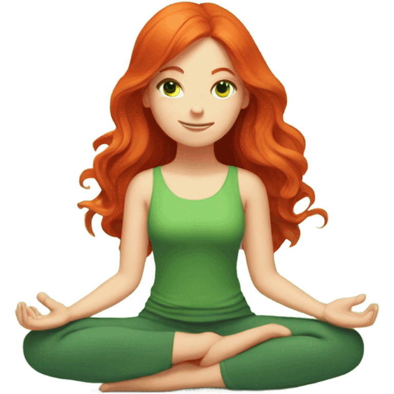 A red-haired girl with green eyes who loves magic, magic, meditation, yoga emoji