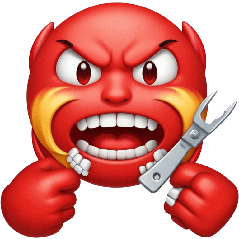 red emoji face grinding teeth and a little angry  emoji