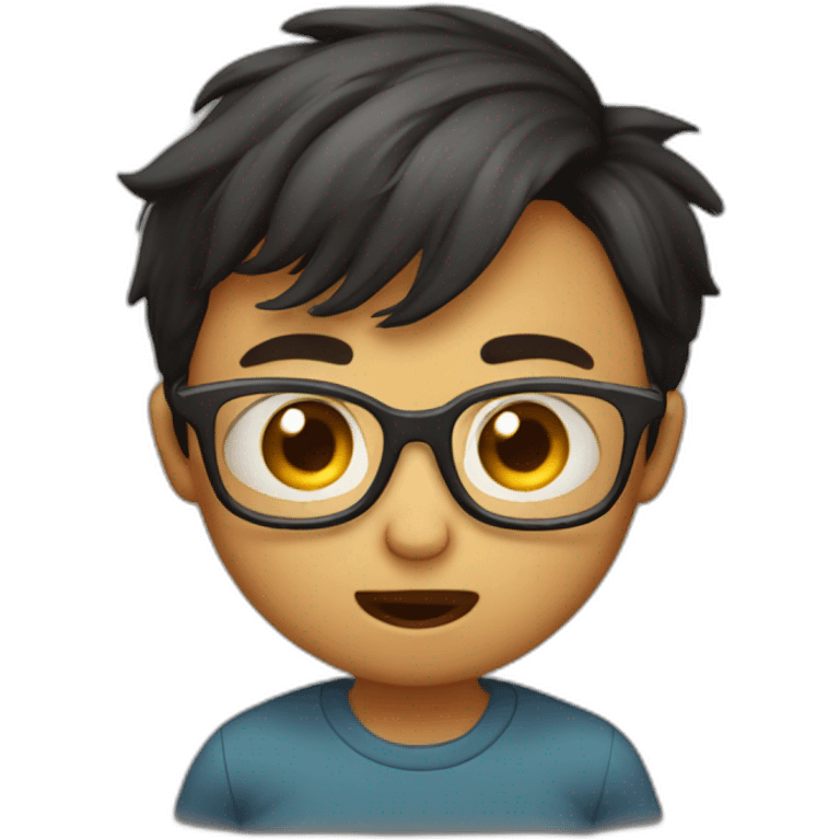 Scared little boy wearing glasses  emoji