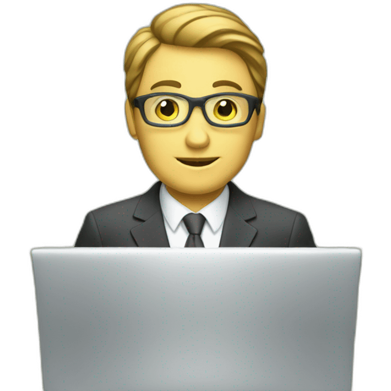 businessman on computer money emoji