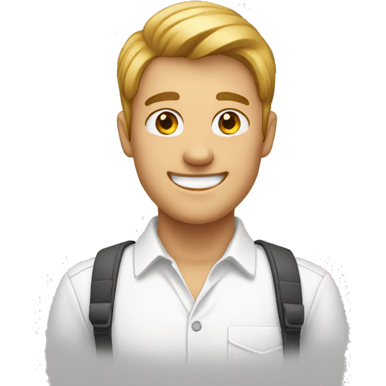 smiling male in white shirt emoji