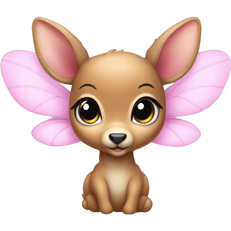 baby deer with fairy wings and a pink bow around its neck  emoji