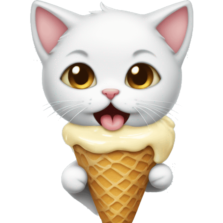 Lil kitten crying holding an ice cream  emoji