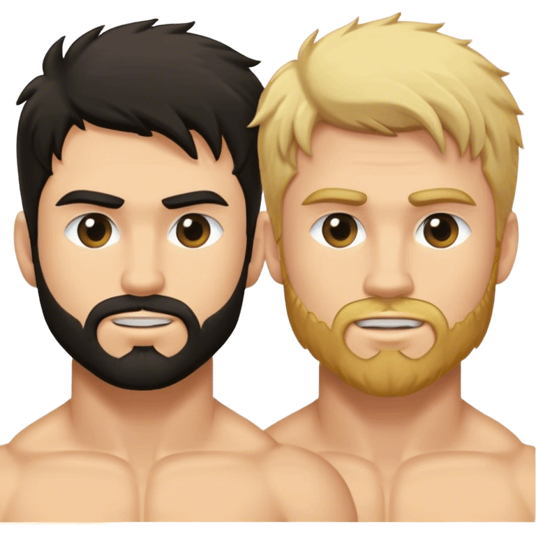 Caucasian Muscular gay men, dark hair, blond hair, scruffy face  emoji