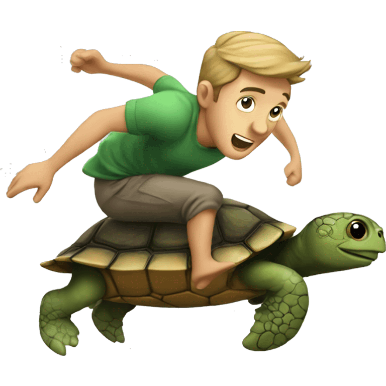 Guy running on a turtle emoji