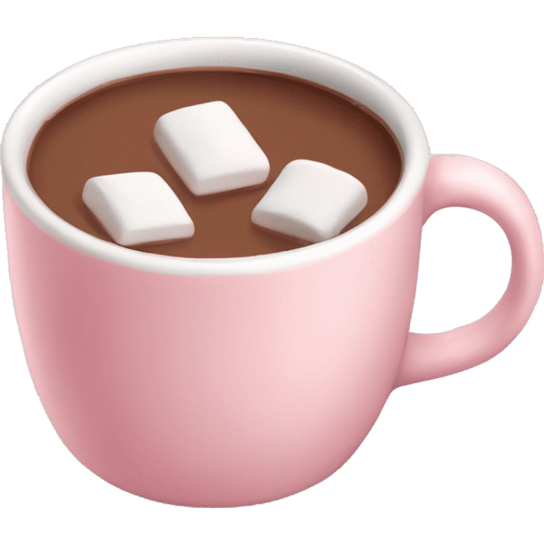 Light Pink mug of hot chocolate with marshmallows  emoji