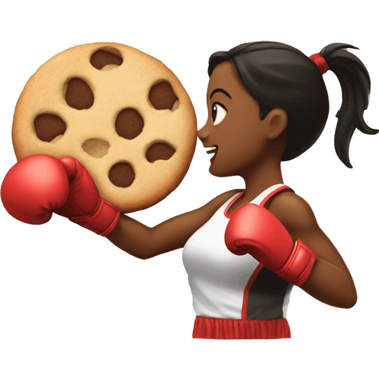 boxing girls punching a cookie emoji