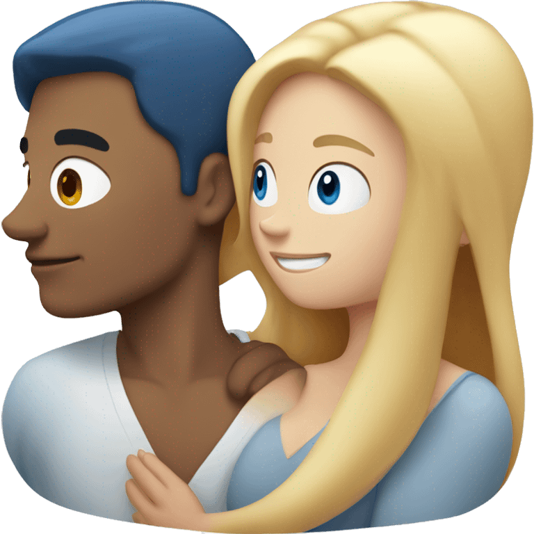 White Man with long hair and blue eyes hugging a white red hair woman emoji