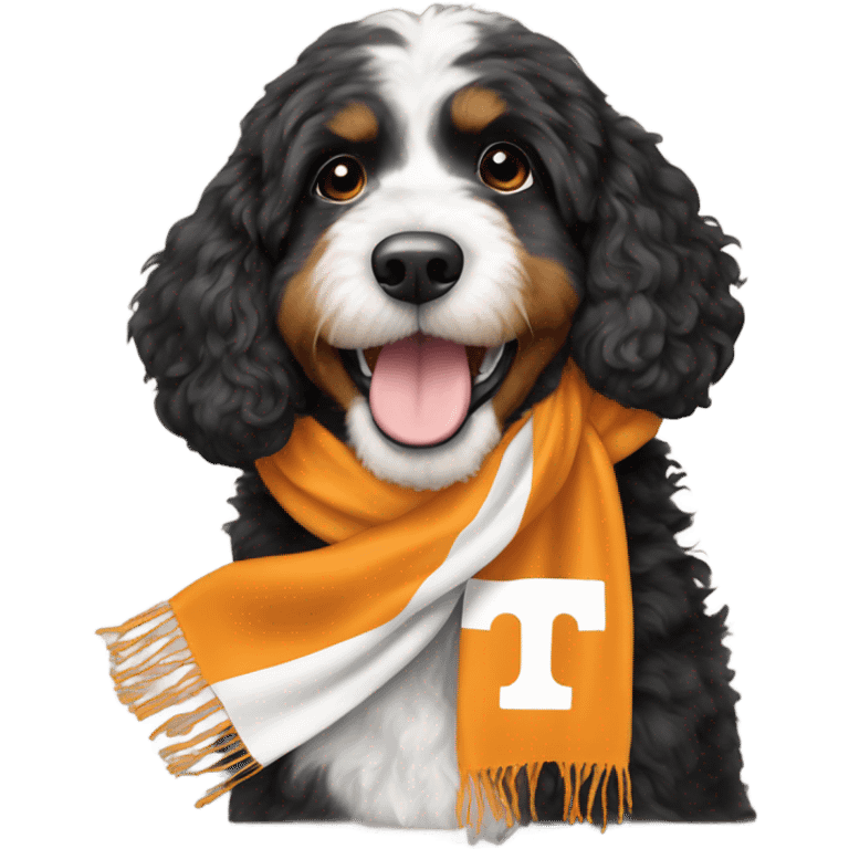 Bernedoodle with university of tennessee scarf emoji