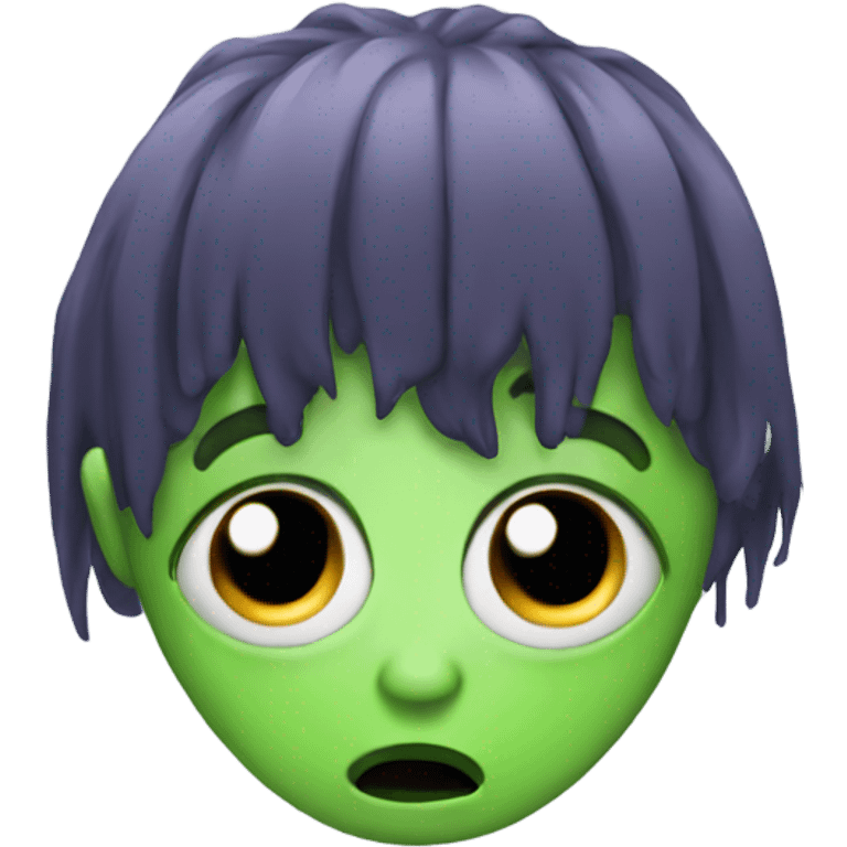 crying face with alien hair  emoji