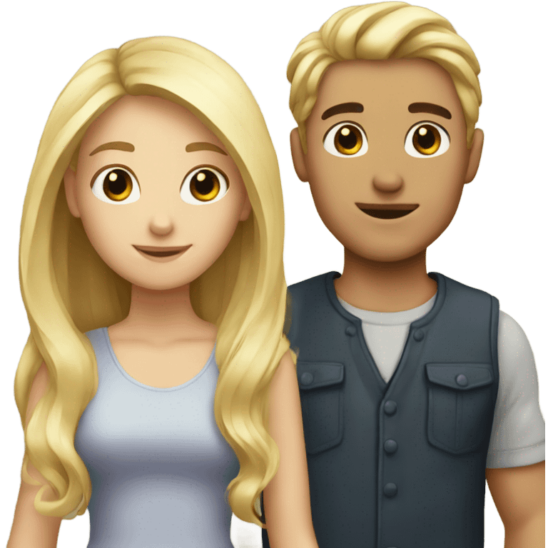 Girl with blonde hair and guy with brown  emoji