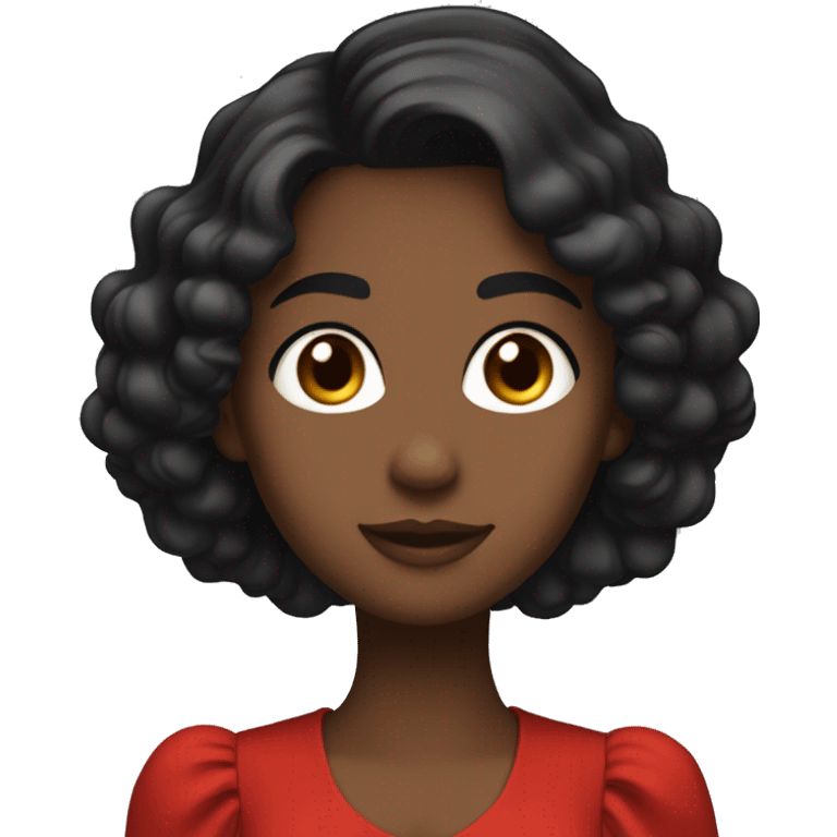 
One girl has long, flowing dark hair, wearing a bright red dress with puffed sleeves, radiating elegance. has short, wavy dark hair, dressed in a sleek black shirt, adding a classic, formal vibe.
 emoji