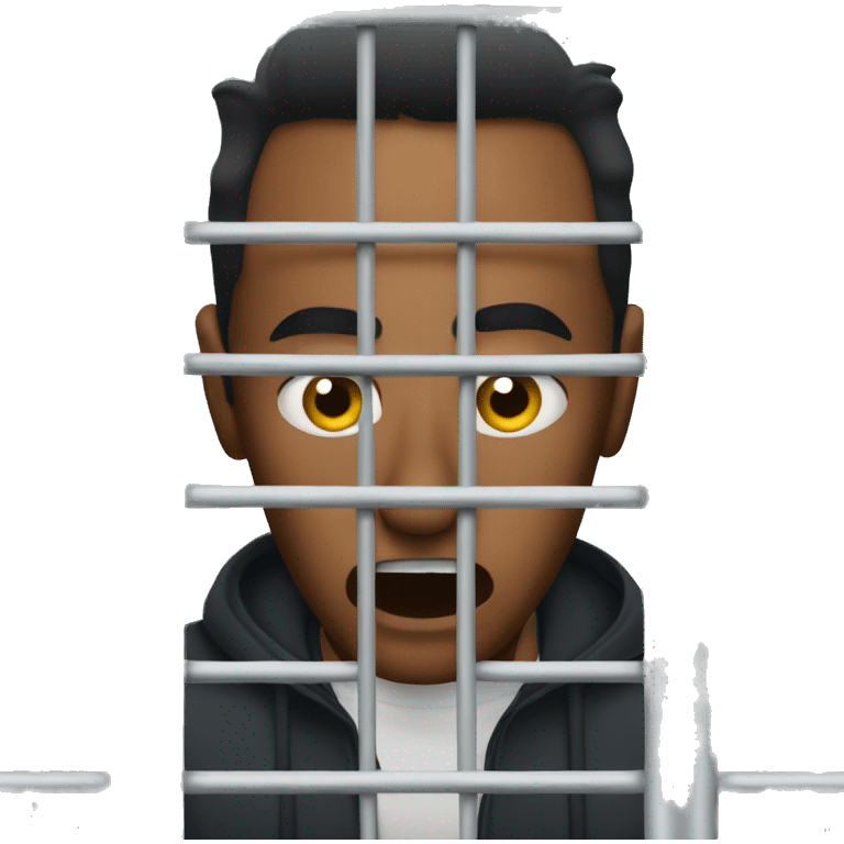 Guy afraid in jail cell emoji