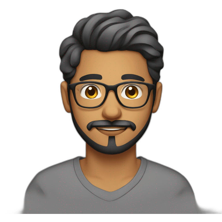 A 19 years old Bengali guy with goatee beard and mustacge and clear glasses emoji