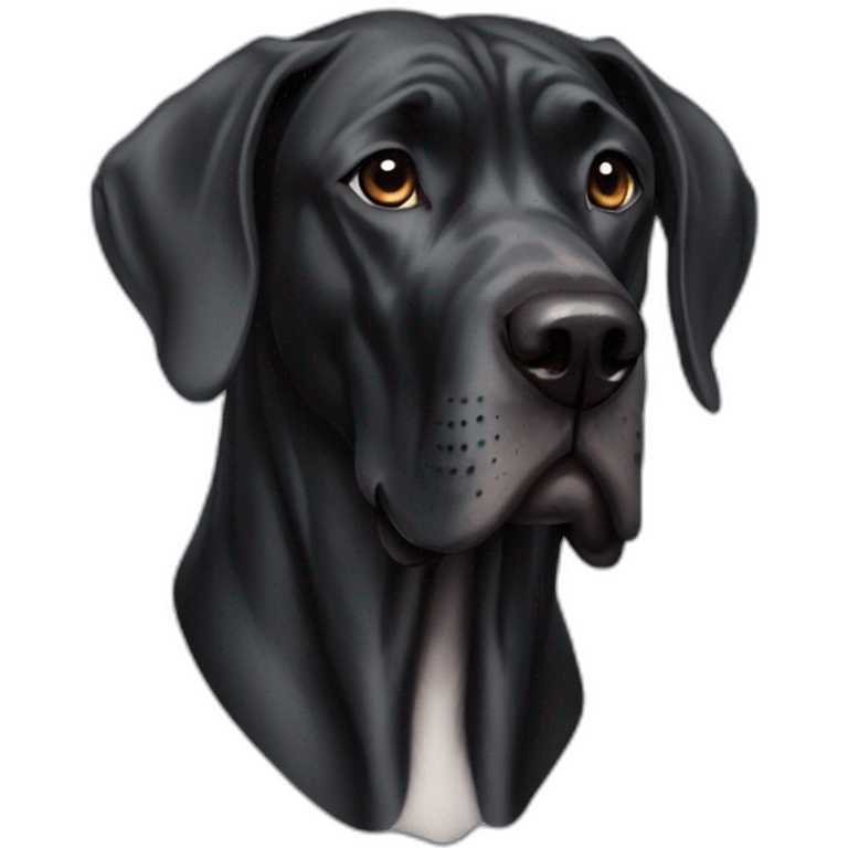 Old black great dane dog with uncut ears emoji