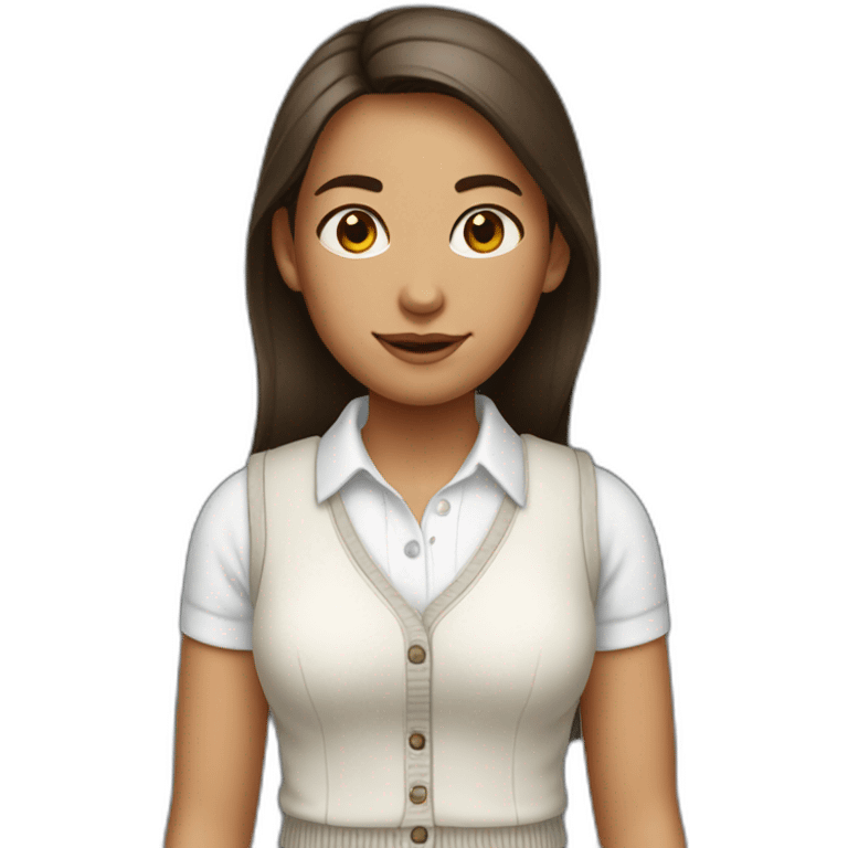 girl wearing a collared white shirt under a white sweatervest emoji