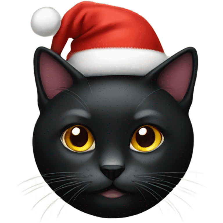 Black cat wearing Christmas hat emoji