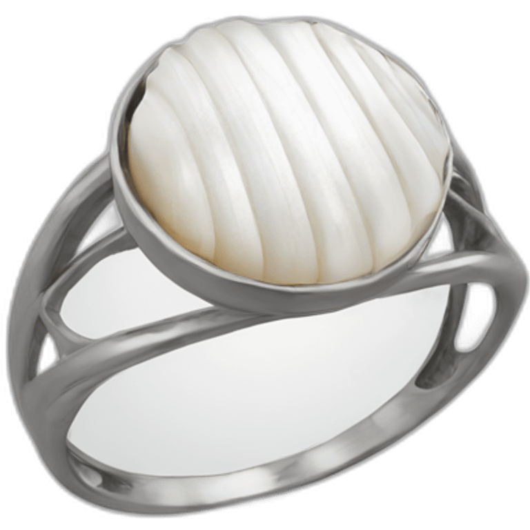 silver ring with white shell emoji