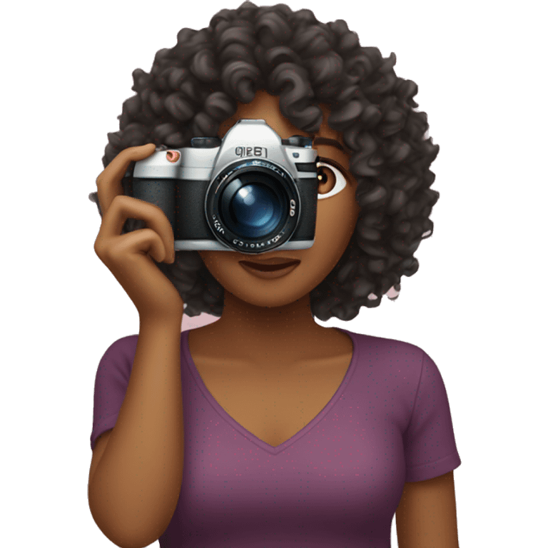 camera woman curly hair emoji