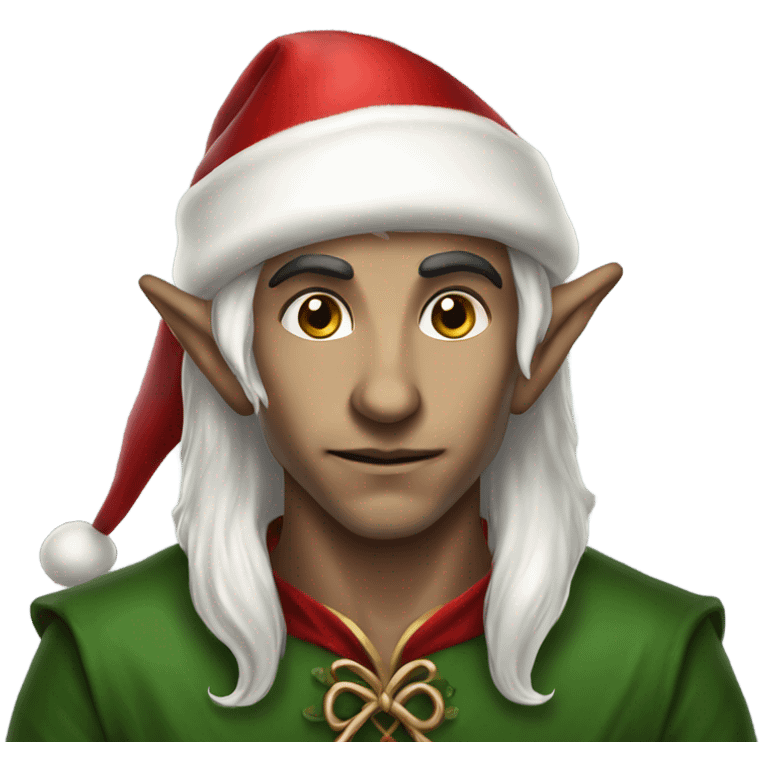 rogue male elf fantasy wearing santa hat emoji