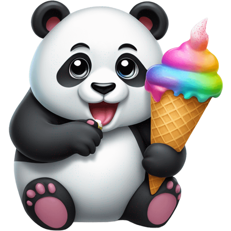 Panda eating ice cream emoji