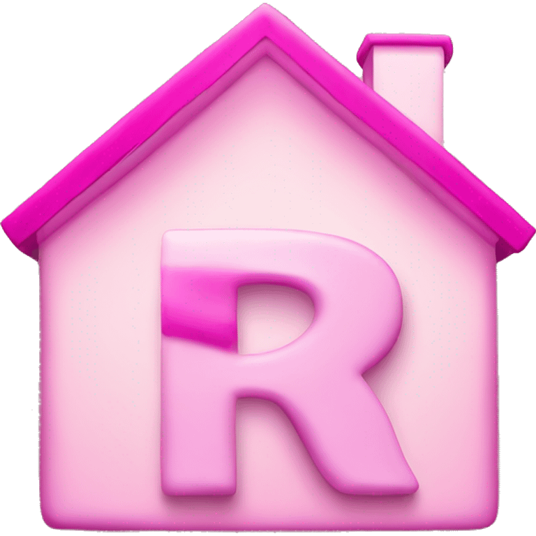 Letter R in house shaped icon, in pink emoji