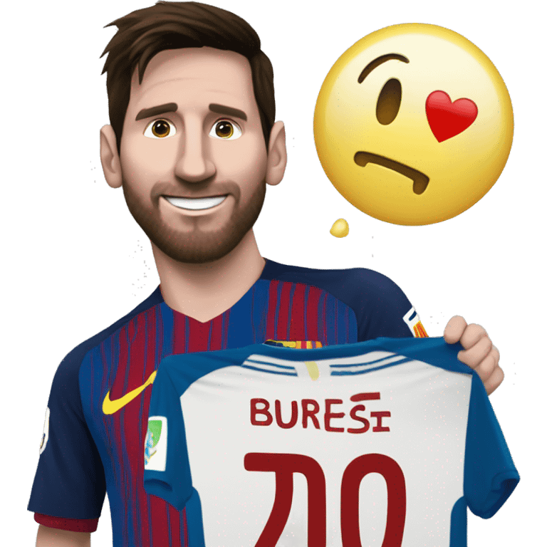 Messi with a sign that says I love Andrés Burbano emoji