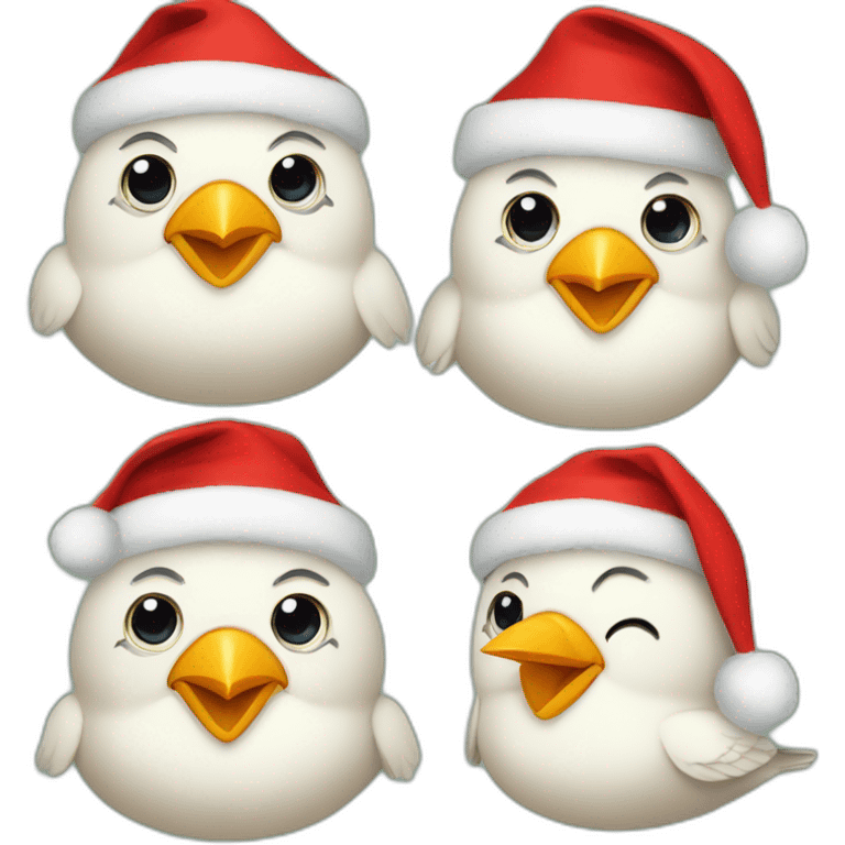 cute Fat Bird Santa wearing red scarf just head emoji