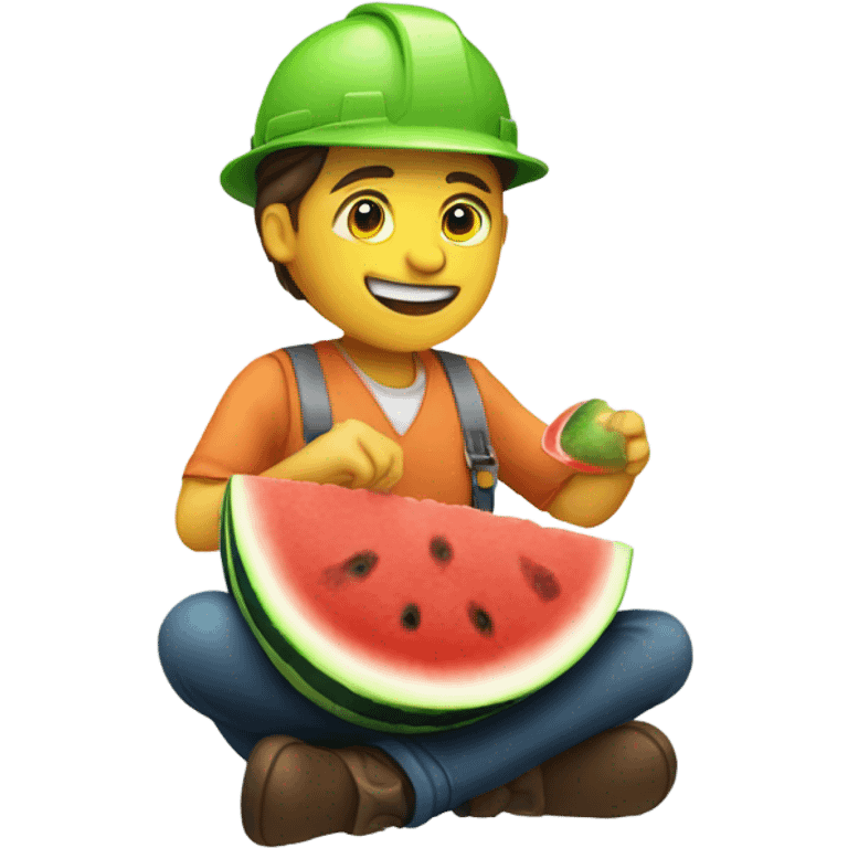 worker eating watermelon  emoji