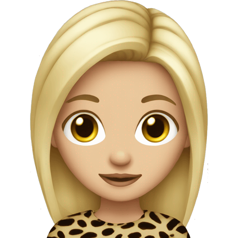 Blonde girl wearing animal print emoji