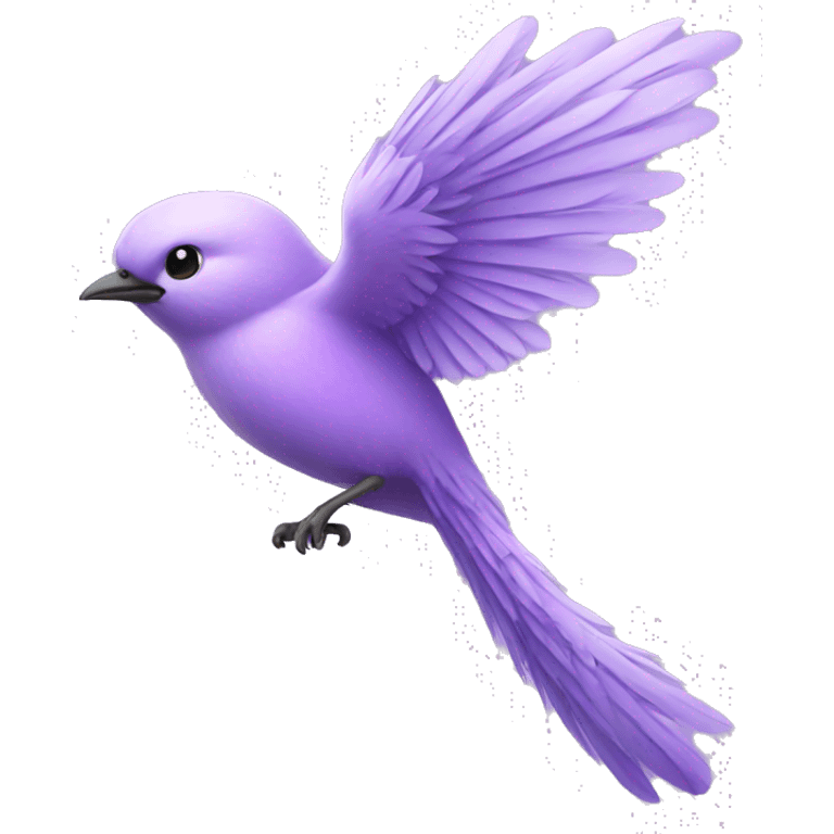 a beautiful lilac bird flying with long tail feathers emoji