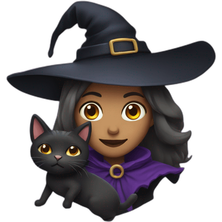 A witch and a cat emoji