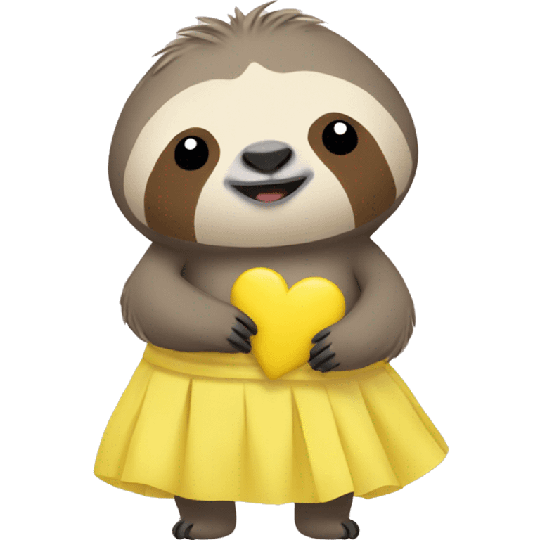 sloth with yellow heart and skirt emoji