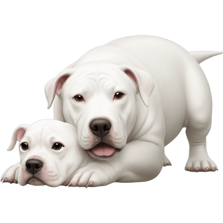 White beluga whale with a white pitbull on top ofnit emoji