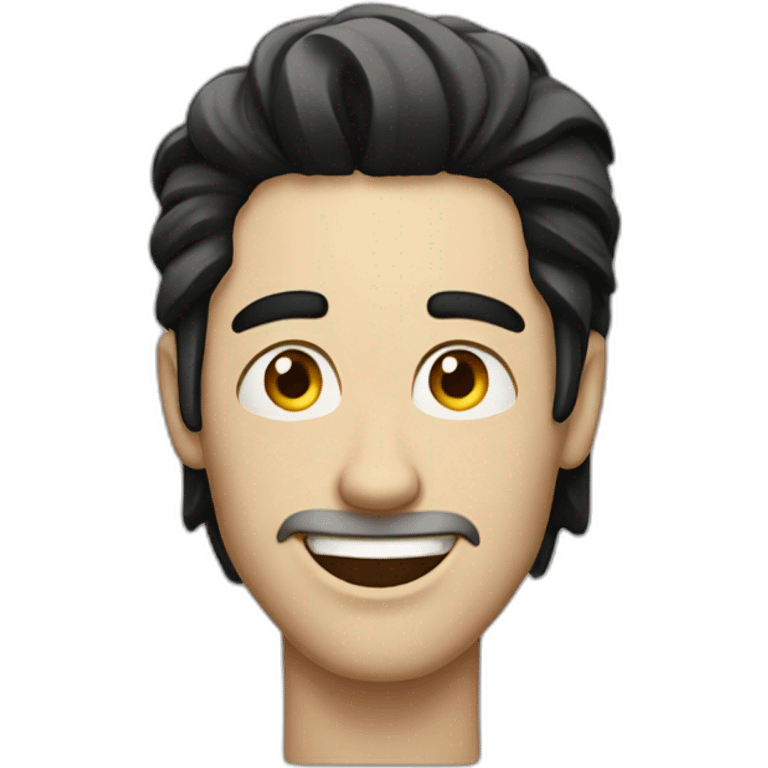 White man with black hair winking emoji