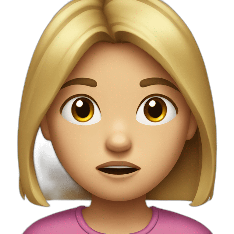 A little girl with angry face emoji