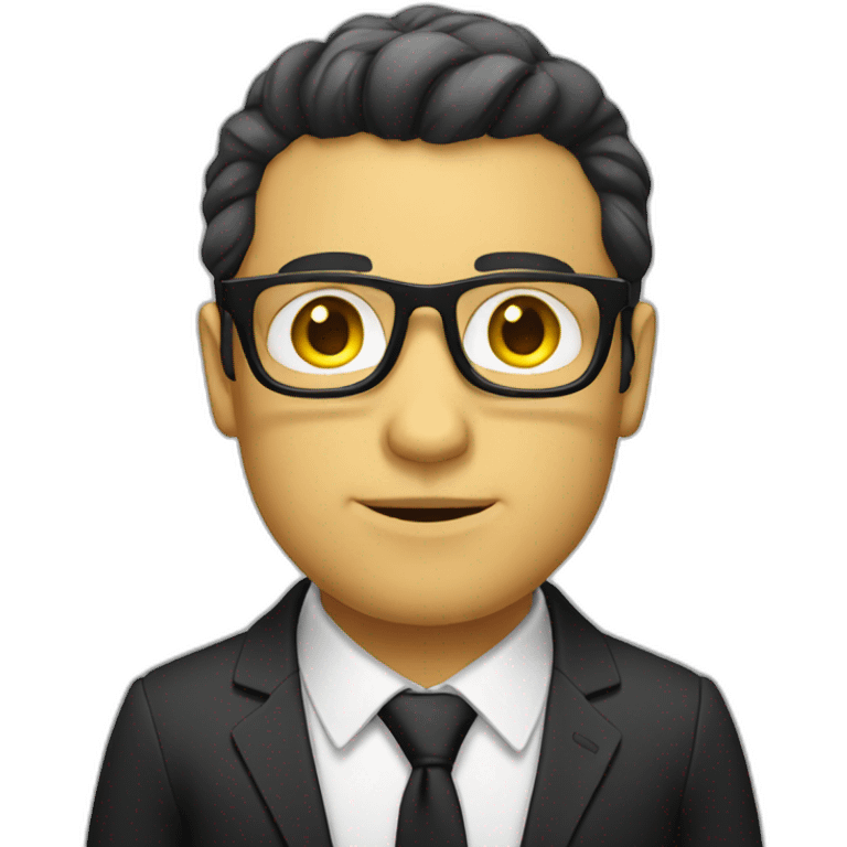 white guy with yellow tinted glasses and black hair wearing a suit  emoji